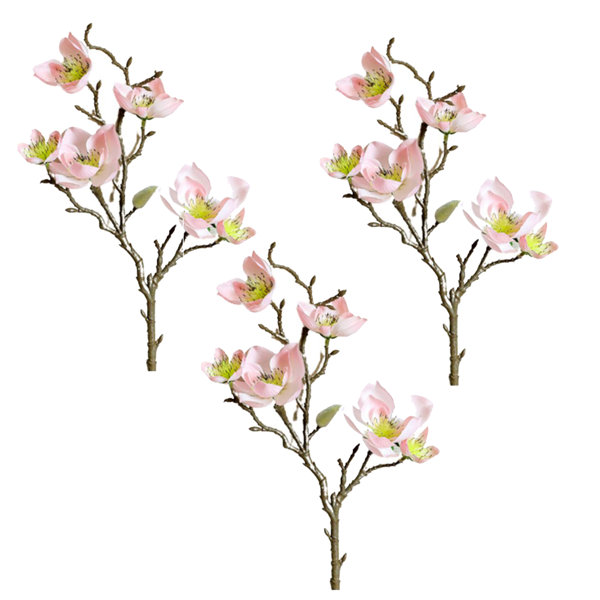 Ebern Designs 3PCS Artificial Magnolia Stems Fake Real TouchFlowers